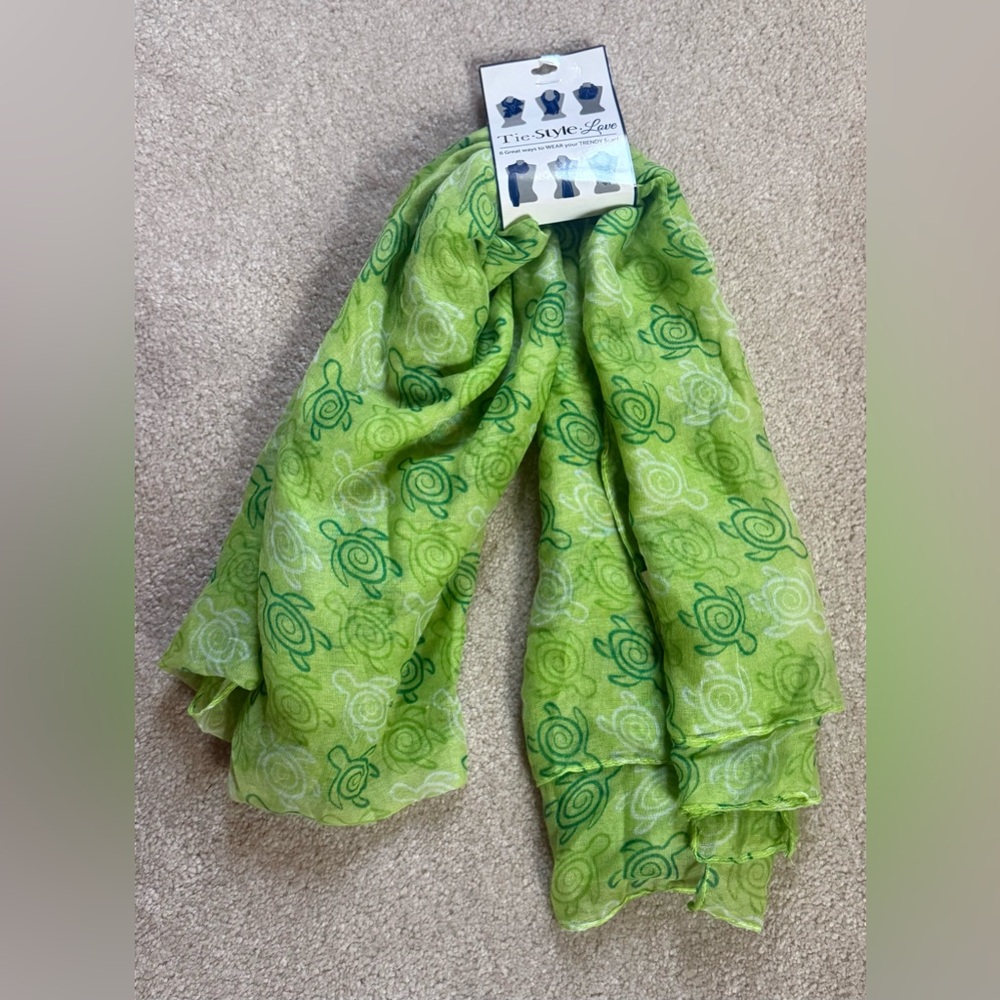 Lime Green Turtle Print Scarf